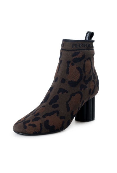Salvatore Ferragamo Women's "CAPO 55P" Stretch Leopard Print Canvas Boots Shoes