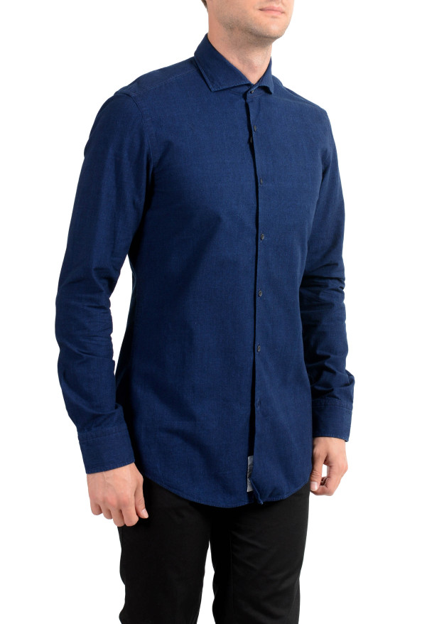 Hugo Boss Men's Jason Slim Fit Blue Denim Long Sleeve Dress Shirt 