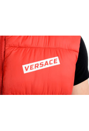 Versace Men's Red Logo Full Zip Sleeveless Parka Vest: Picture 4
