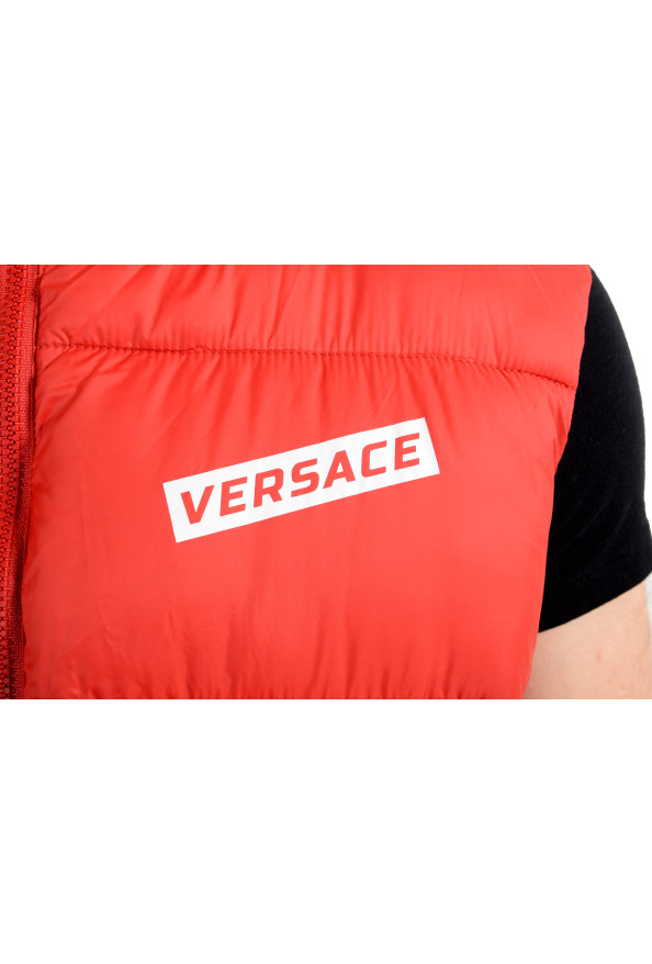 Versace Men's Red Logo Full Zip Sleeveless Parka Vest: Picture 4