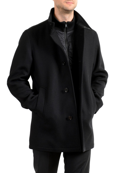 Hugo Boss Men's "Coxtan9" Black Insulated Wool Cashmere Coat