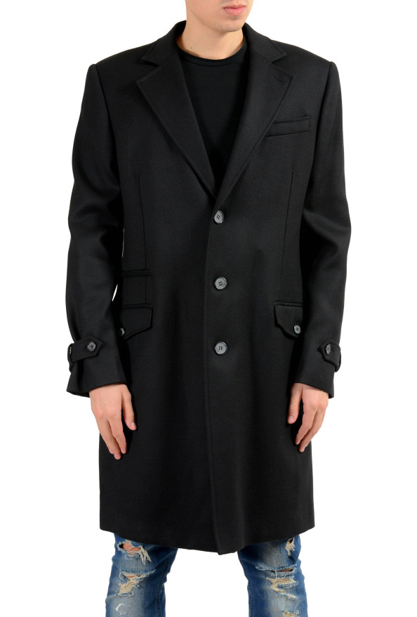 Just Cavalli Men's Wool Black Three Button Coat