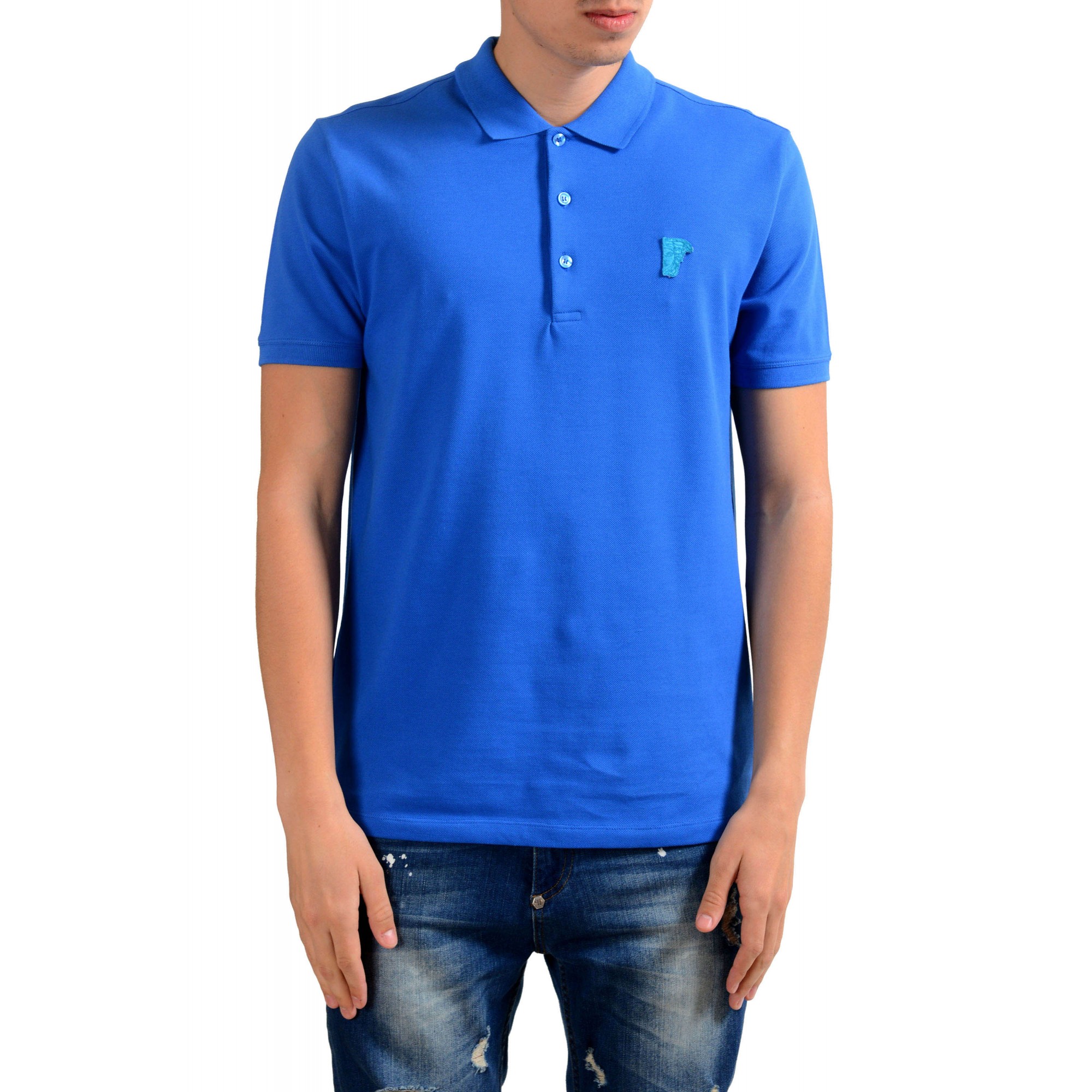 Versace Collection Men's Bright Blue Short Sleeves Polo Shirt Sz S M L XL 2XL 