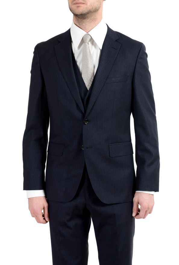 Hugo Boss "Jerron/Lenon1WE" Men's 100% Wool Blue Two Button Three-Piece Suit: Picture 14