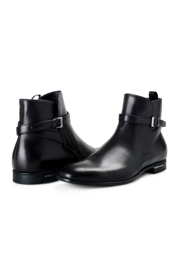 Prada Men's "2TC029" Black Leather Ankle Boots Shoes: Picture 5