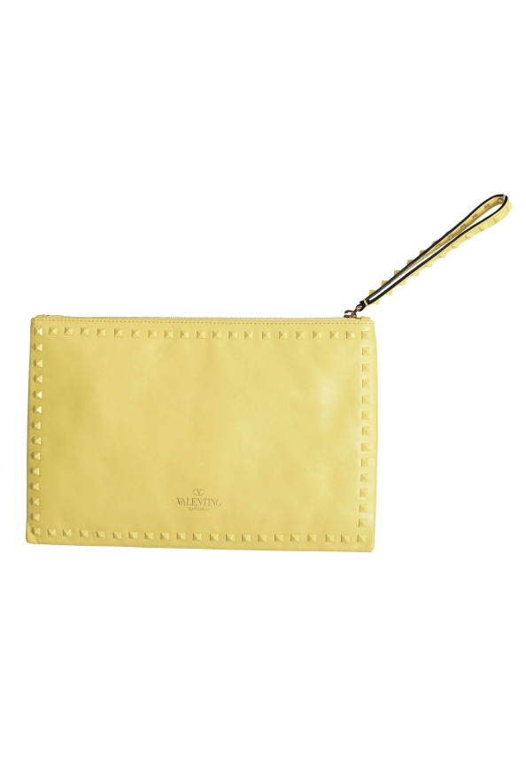 Valentino Garavani Women's Yellow 100% Leather Rockstud Wristlet Clutch Bag