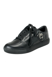 Versace Collection Men's Black Leather Fashion Sneakers Shoes