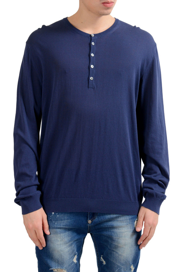 Malo Men's Navy Blue Henley Light Sweater