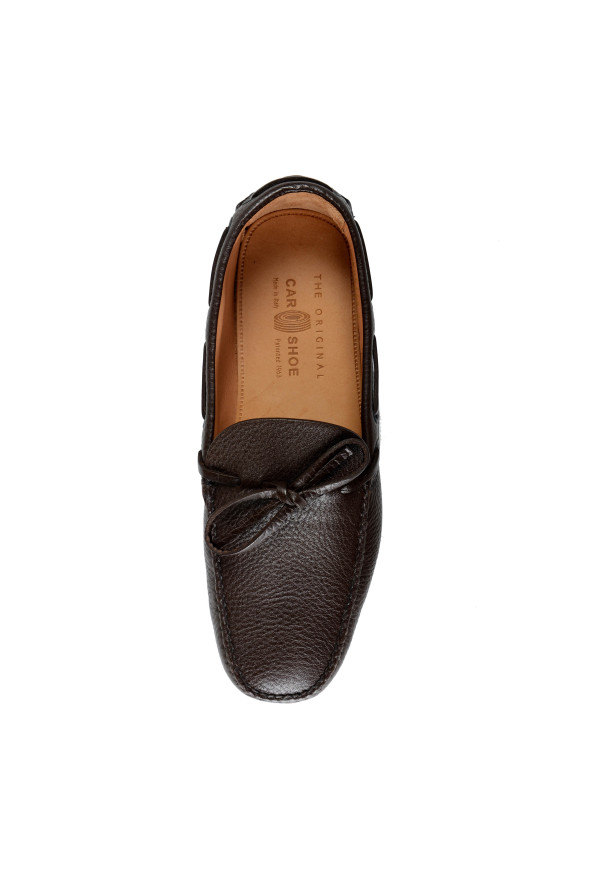 Car Shoe By Prada Men's Brown Textured Leather Driving Shoes: Picture 3