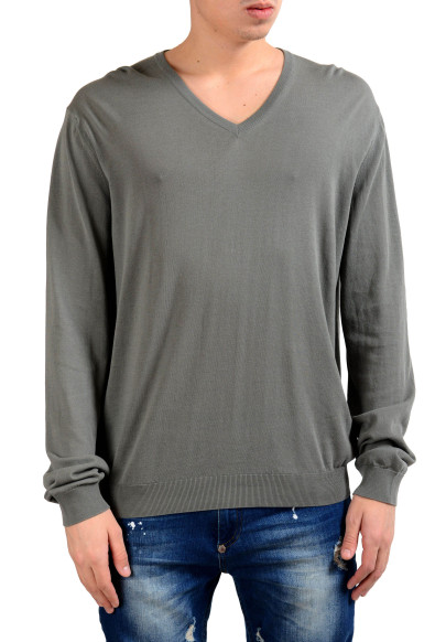 Malo Men's Earth Stone Gray V-Neck Pullover Light Sweater