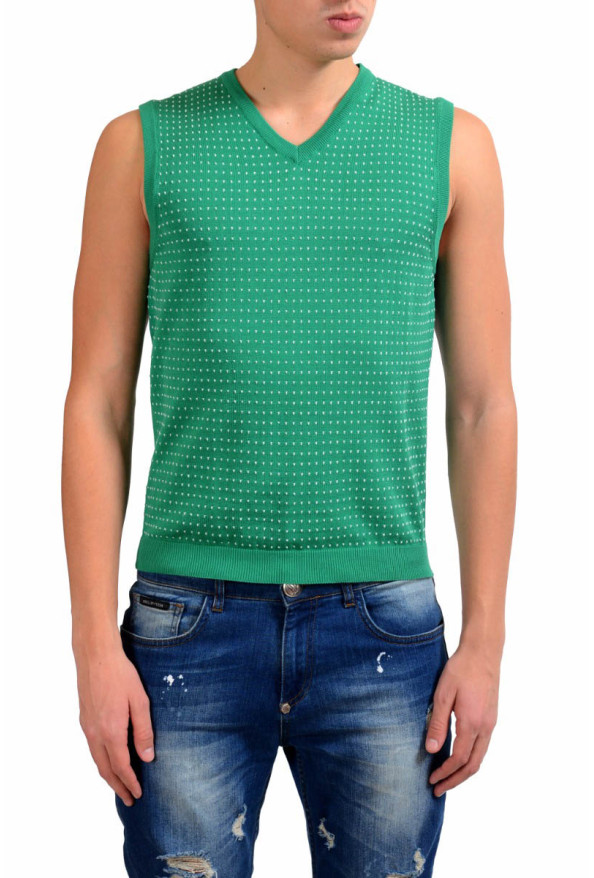 Malo Men's Green Dotted V-Neck Knitted Vest