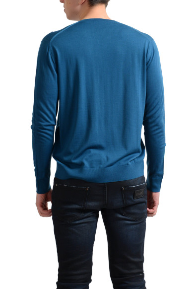 Prada Men's 100% Wool Blue V-Neck Pullover Sweater: Picture 2