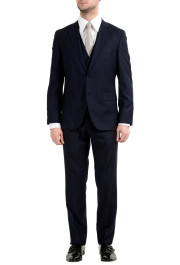 Hugo Boss "Jerron/Lenon1WE" Men's 100% Wool Blue Two Button Three-Piece Suit