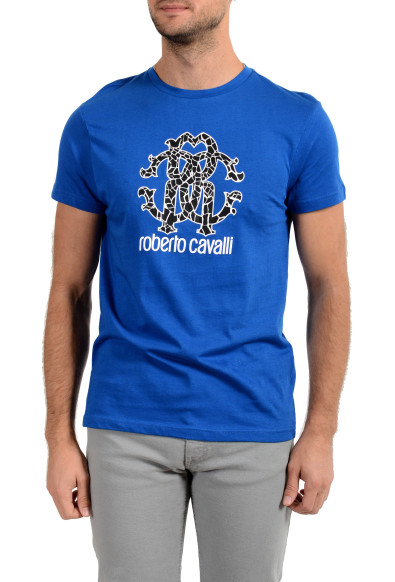Roberto Cavalli "Beachwear" Men's Blue Graphic Print T-Shirt