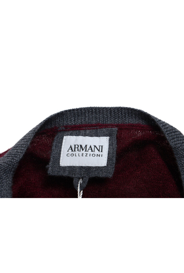 Armani Collezioni Men's Wool Mohair Burgundy V-Neck Sweater: Picture 4