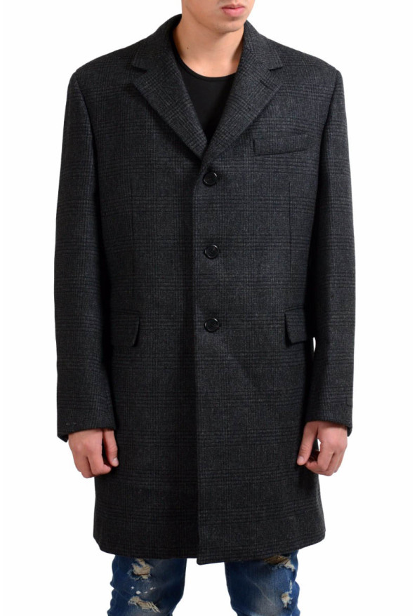 Prada Men's 100% Wool Plaid Three Button Coat