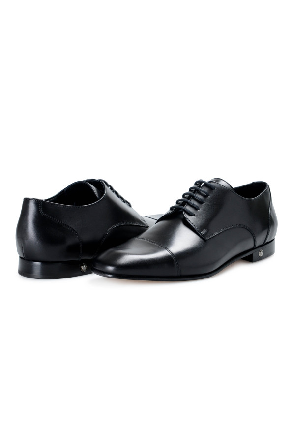 Versace Men's Black Leather Lace Up Oxfords Dress Shoes: Picture 3