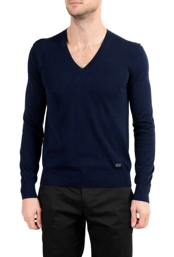 Burberry Men's Navy Blue V-Neck Sweater