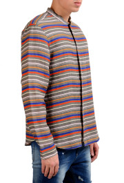 Armani Collezioni Men's 100% Linen Striped Button Front Casual Shirt: Picture 2