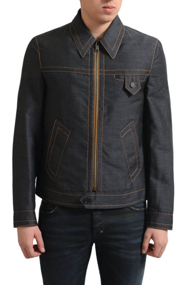 Prada Men's Gray Mohair Wool Full Zip Jacket 