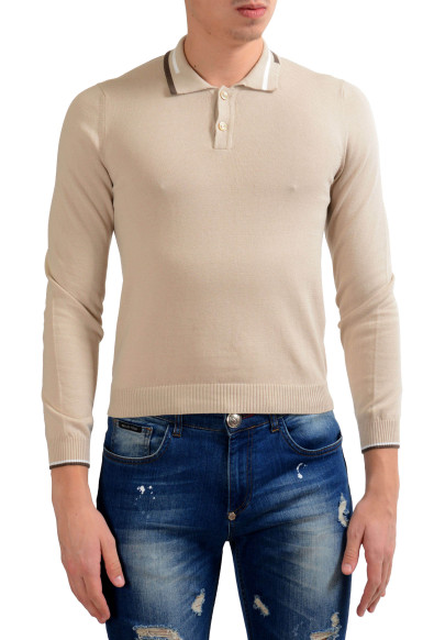 Malo Men's Beige Long Sleeve Polo Sweater