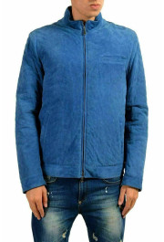 Malo Men's 100% Suede Leather Blue Full Zip Jacket