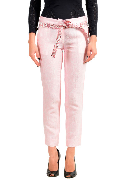 Just Cavalli Women's Pink Wool Belted Casual Pants