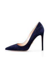 Prada Women's Navy Blue 11939F Suede Leather High Heel Pumps