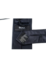 Hugo Boss Men's Navy Blue Logo Print Silk Tie: Picture 4