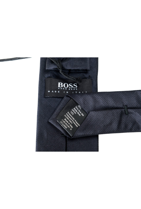 Hugo Boss Men's Navy Blue Logo Print Silk Tie: Picture 4