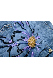 Versace Women's Blue Embellished Cropped Jeans : Picture 6