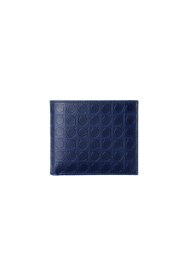 Salvatore Ferragamo Men's Navy Blue 100% Leather Logo Print Bifold Wallet