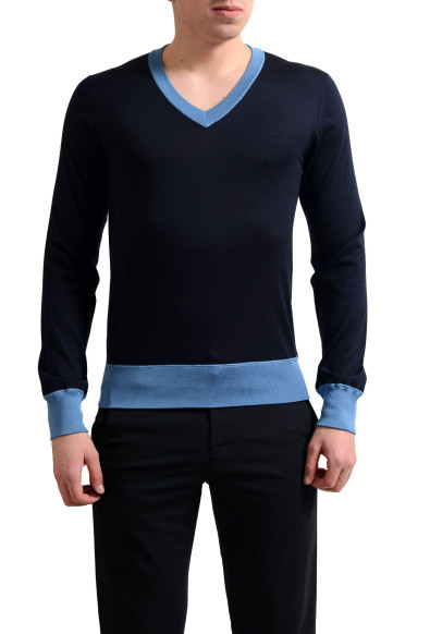 Dolce & Gabbana Men's Navy Blue Cashmere Silk V-Neck Sweater 