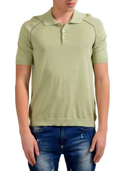 Malo Men's Light Green Knitted Short Sleeve Polo Shirt 