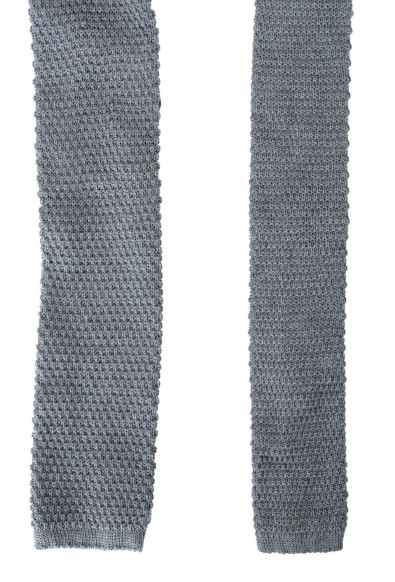 Hugo Boss Men's Gray Knitted 100% Cotton Square End Tie: Picture 2