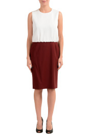 Hugo Boss "Domona" Women's Wool Two Tones Sleeveless Sheath Dress