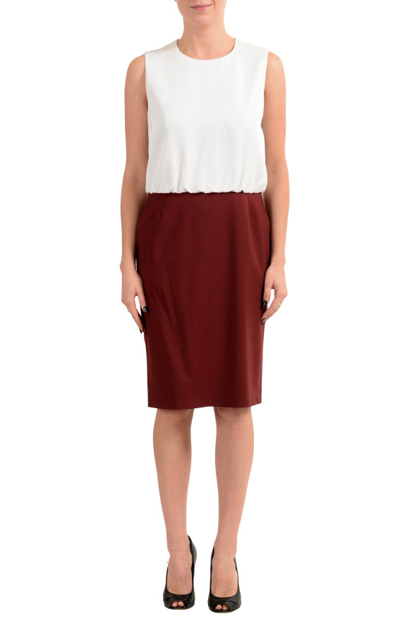 Hugo Boss "Domona" Women's Wool Two Tones Sleeveless Sheath Dress