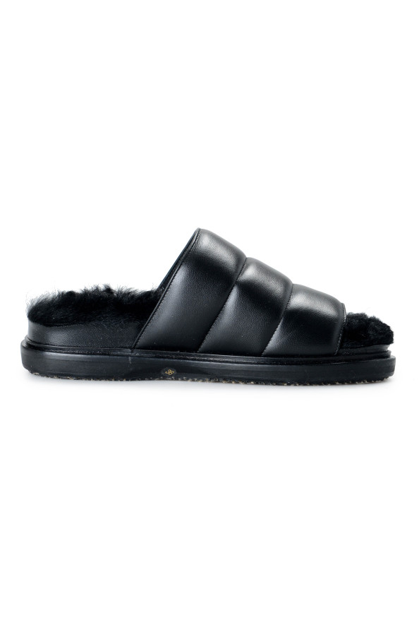 Marni Women's "Fusbett" Leather Sheepskin Slides Sandals Shoes: Picture 4