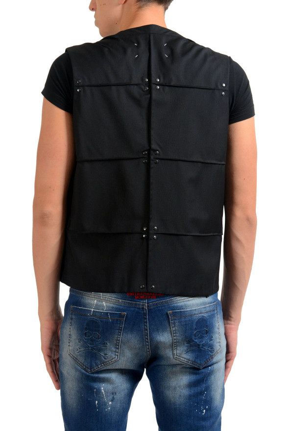 Maison Margiela 10 Men's 100% Wool Black Beads Decorated Buttonless Vest: Picture 3
