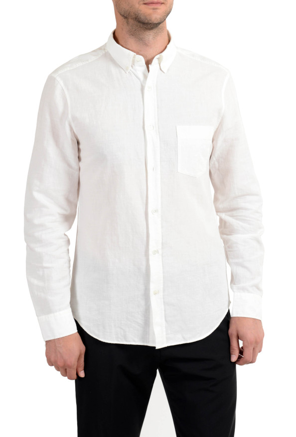 Burberry Brit Men's Linen White Button-Down Long Sleeve Casual Shirt