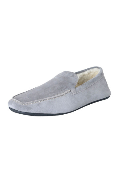 Salvatore Ferragamo "Feltre" Men's Suede Real Lamb Fur Loafers Moccasins Shoes