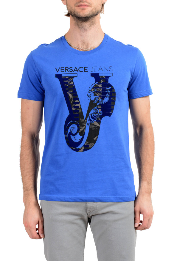 Versace Jeans Mens Blue Graphic Short Sleeve T-Shirt Size US M IT 50