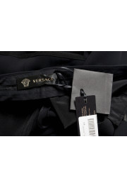 Versace Women's Black 100% Silk Leather Trimmed Dress Pants: Picture 6