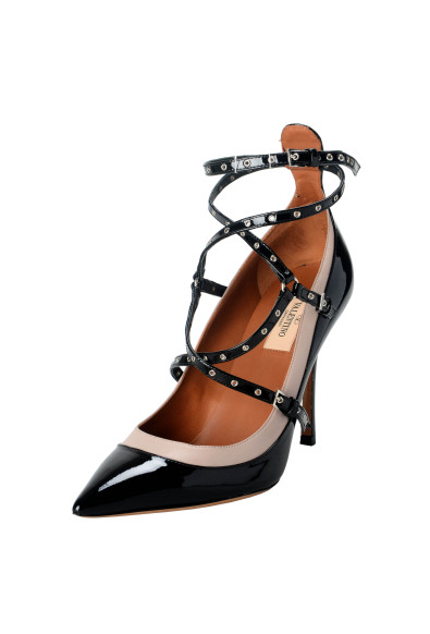 Valentino Garavani Women's Leather Black Ankle Strap Pumps Shoes