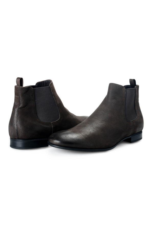 Prada Men's "Carpa Antic" Brown Leather Chelsea Boots Shoes: Picture 8