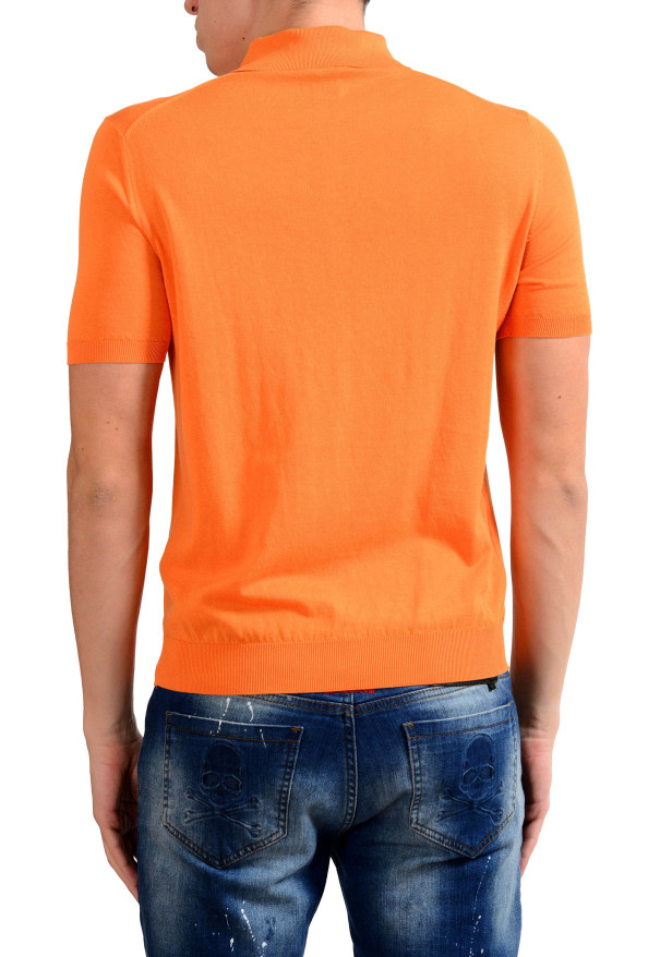 Malo Men's Orange Knitted Short Sleeve Polo Shirt : Picture 3