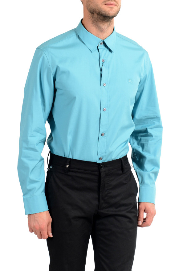 Burberry Men's "CAMBRIDGE" Aqua Blue Long Sleeve Shirt: Picture 3