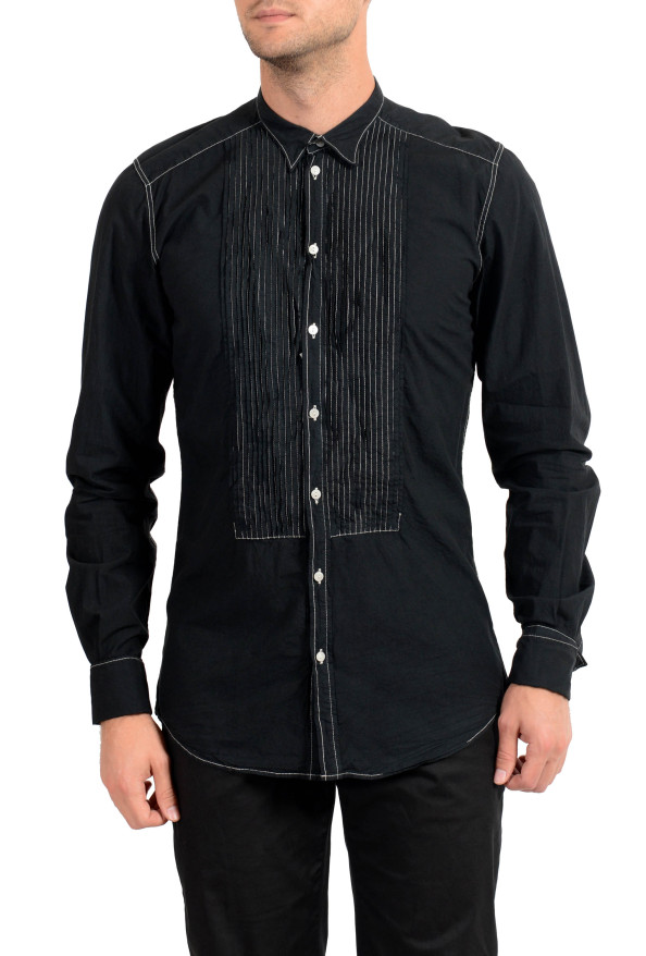 Dolce&Gabbana Men's Black Stretch Long Sleeve Dress Shirt