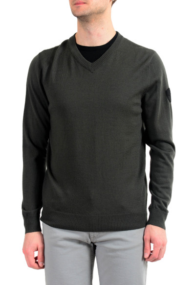 Emporio Armani EA7 "Ski" Men's Dark Green 100% Wool V-Neck Sweater