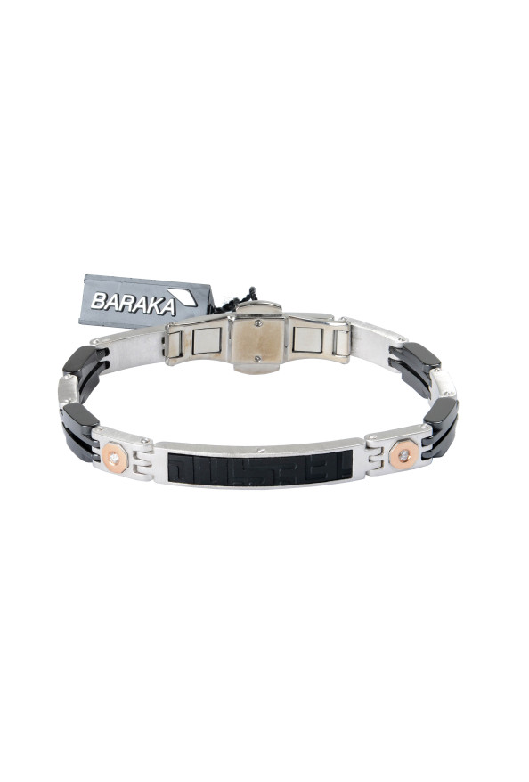 BARAKA Men's BR282311ROON21006 Rose Gold Ceramic Onyx White Diamonds Bracelet